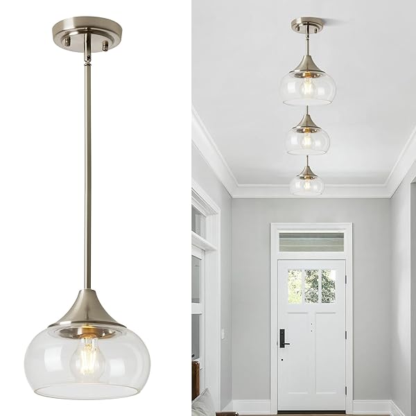 MODERN PENDANT LIGHTS FOR KITCHEN ISLAND, BRUSHED NICKEL...