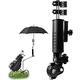 iLSKW Heavy Duty Golf Push Cart Umbrella Holder Upgraded Strong Windproof Design Aluminium Alloy Base with 180 Degrees Adjustment Stroller Umbrella Holder for Mobility Scooter, Wheelchair, Wagon Cart
