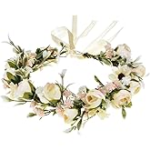 Floral Fall Camellia Flower Crown Rose Headpiece Wedding Bridal Flower Girl Halo Maternity Photo Props FL-03