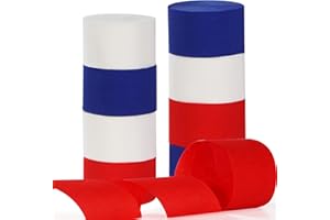 Fourth-4th of July Patriotic Party-Decorations Streamers - 9 Rolls Red White Blue Memorial-Day Supplies Crepe Tissue Paper Garland,Independence American Birthday Graduation Banner Decor Panduola