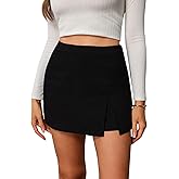 winkbay Women's High Waisted Split Hem Mini Corduroy Shorts Dressy Casual Skorts