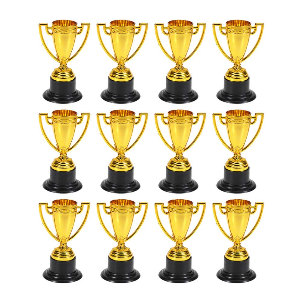 TOYANDONA 24 Pack Mini Trophies: Mini Trophies for Kids, Plastic Winner Award Trophy Cup, Tiny Football Trophy Cup for Kids Rewards, Winning Prizes, Competitions,Party Favors(Golden)