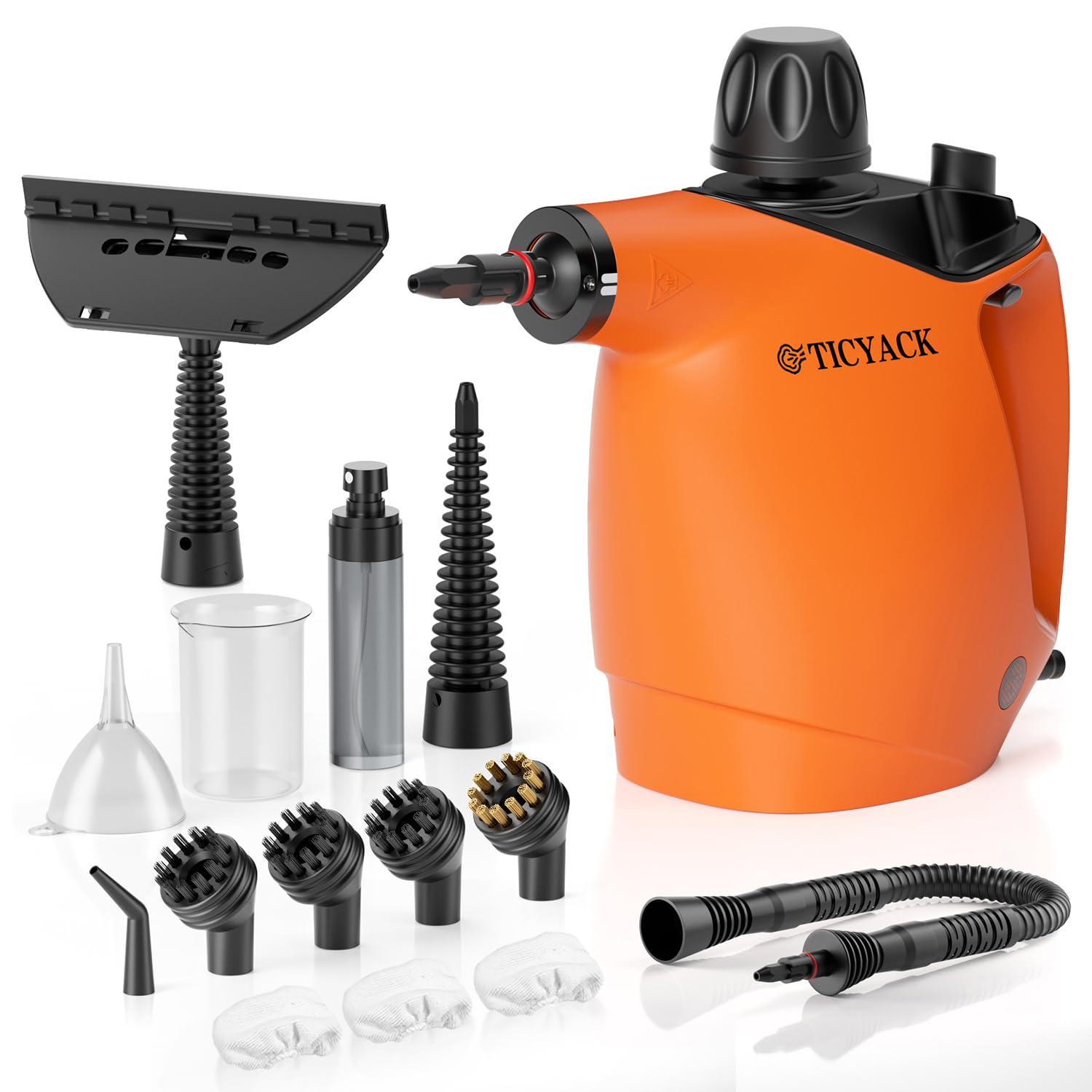 Photo 1 of Handheld Steam Cleaner, Steam Cleaner with 16 PCS Accessory & Safety Lock, 500ML Large Capacity Natural Surface Steam for Cleaning, Multipurpose Steamer for Home, Car, Bathroom, Grease (Orange)