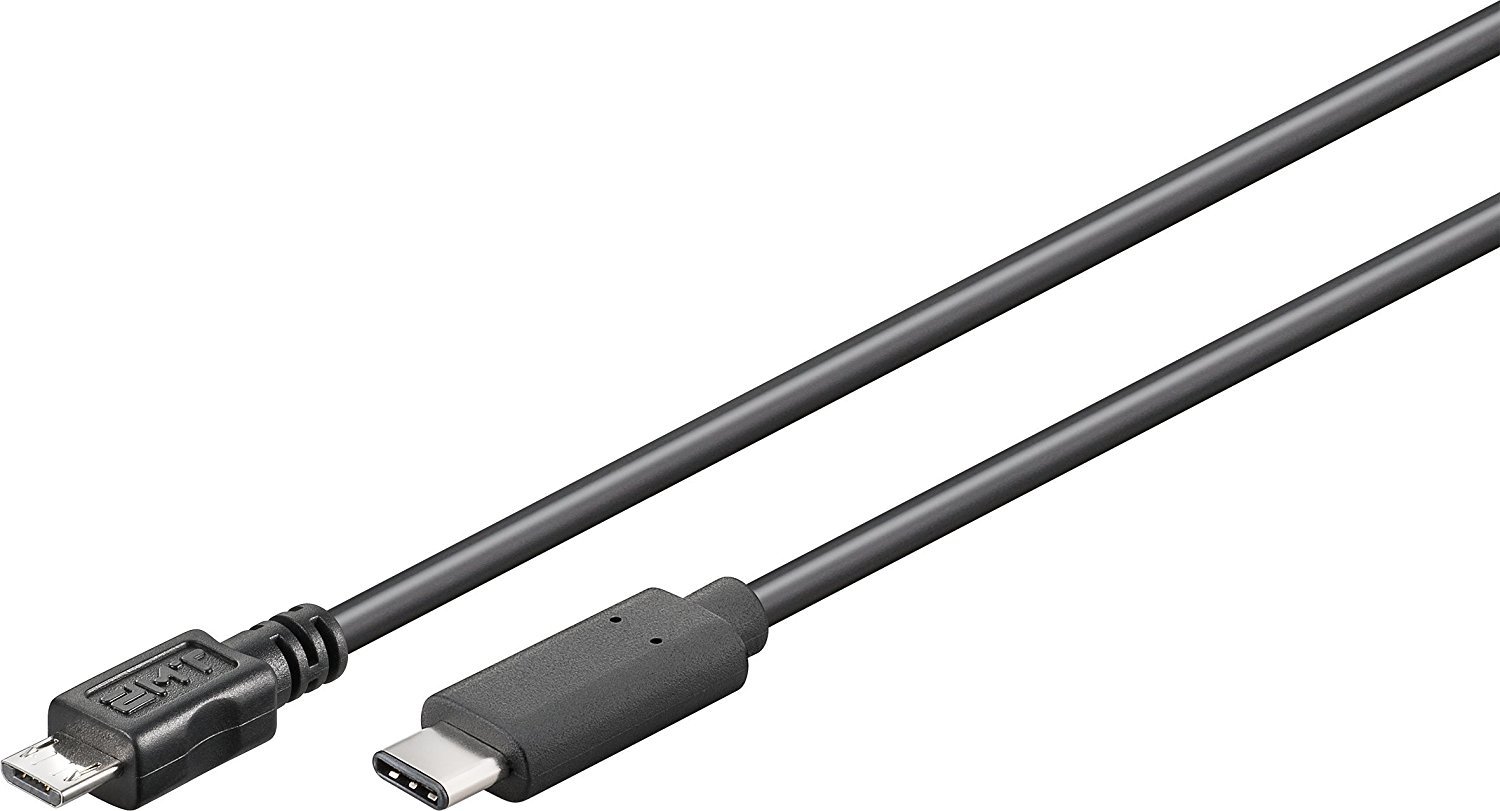 Goobay 67895 USB 2.0 Cable, USB-C Male to to Micro-B 2.0, Black, 0.2m Length