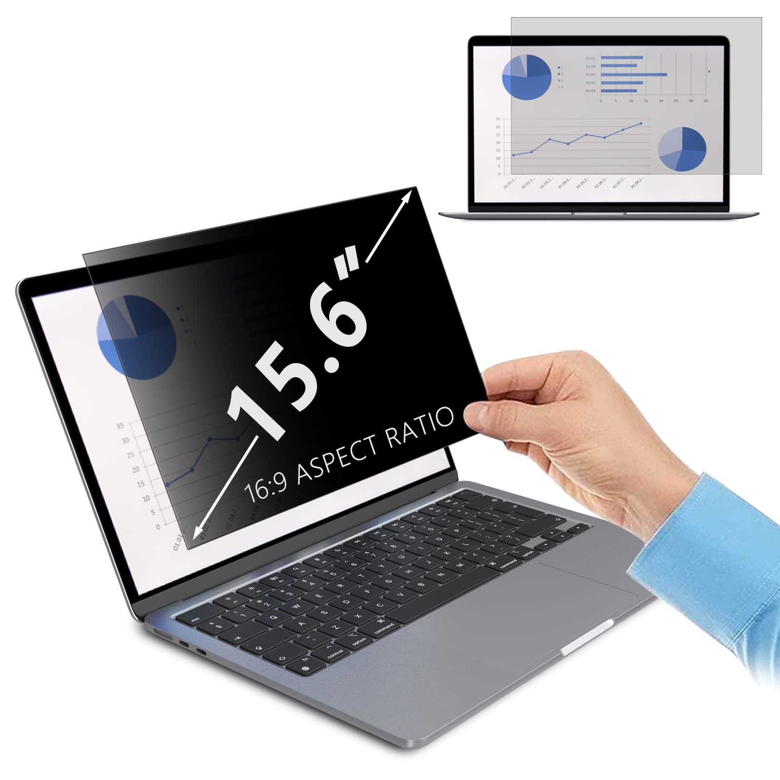 PaceBid 15.6 Inch Privacy Screen Filter for 16:9 Aspect Ratio Laptop/Computer Monitor Anti-scratch Anti-Glare Protector Anti-Spy Protector Film Filter Privacy Widescreen Display (15.6", 16:9)