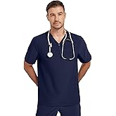 Kitmaz Men's Scrub Top - Professional V-Neck Scrub Shirt with 3 Pockets, Fluid & Wrinkle Resistant