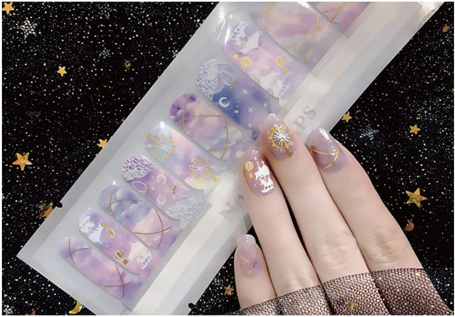 2 hojas 20 piezas pegatinas de esmalte de uñas tiras para mujeres niñas