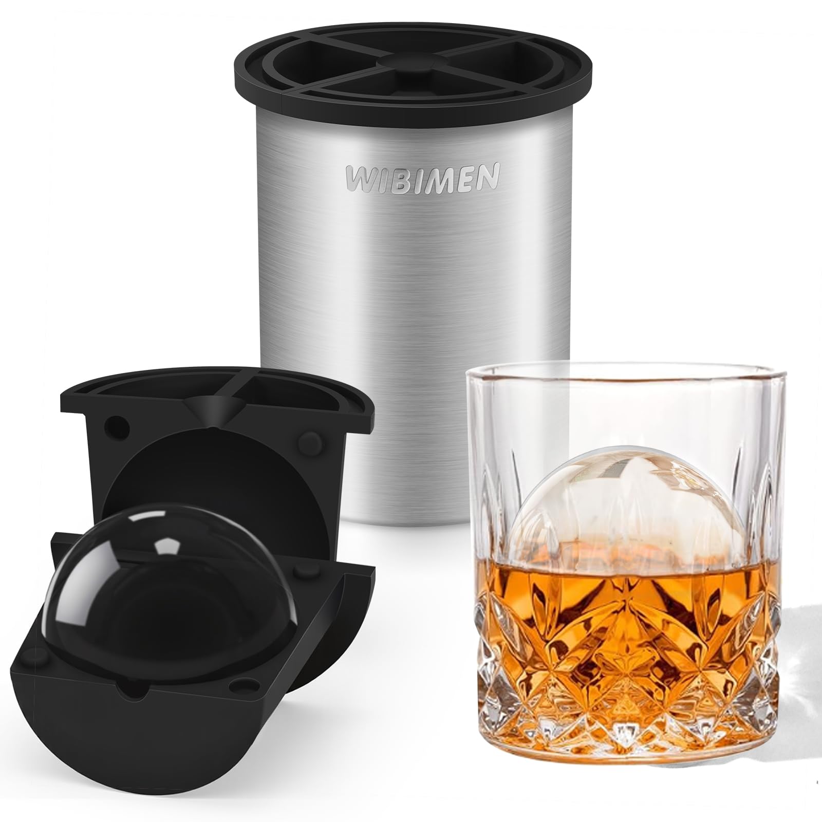 Photo 1 of Clear Ice Cube Maker - 2.5" Ball - Stainless Steel Clear Ice Maker - Compact Design - for Old Fashioned Whiskey Gifts, Cocktail, Bourbon