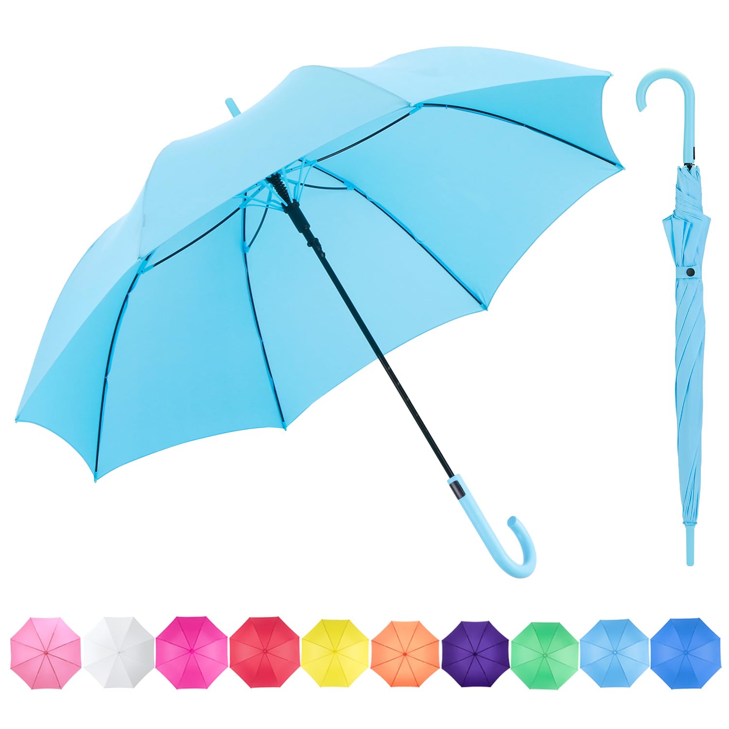 RUMBRELLA Stick Umbrella, 51 Inch Large Automatic Open for 2 Persons Stormproof for Businessmen, UPF 50+ Waterproof Durable Strong 8 Ribs Golf Brolly