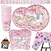 82 Piece Unicorn Party Supplies Set Including Banner, Plates, Cups, Napkins and Tablecloth - Pink Theme, Serves 20