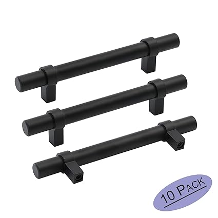 Lst16bk102 Cupboard Handles Black Cabinet Hardware 4 Inch Hole