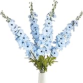 Fqueelvys 42'' Long Stem Blue Delphinium Artificial Flowers for Tall Vases 4PCS Fake Hollyhock Silk Flowers Realistic Larkspur Faux Flowers for Home Wedding Table Decoration Floral Arrangements (Blue)