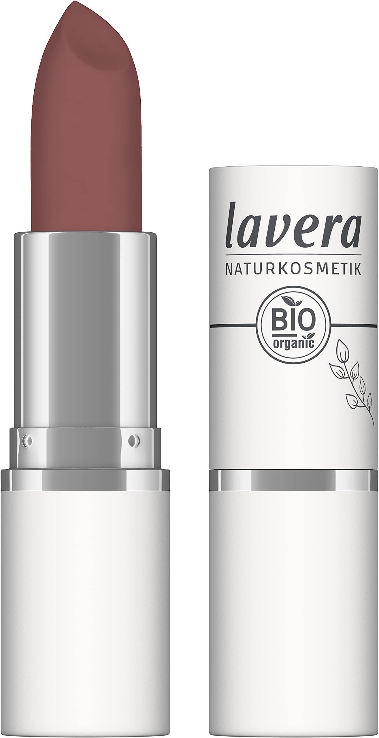 lavera Velvet Matt Lipstick - Auburn Brown 02 - natural cosmetics - Comfortable wear, no drying out the lips - Gluten free - Longlasting - Organic blossom butter & Organic sunflower oil - 4,5g