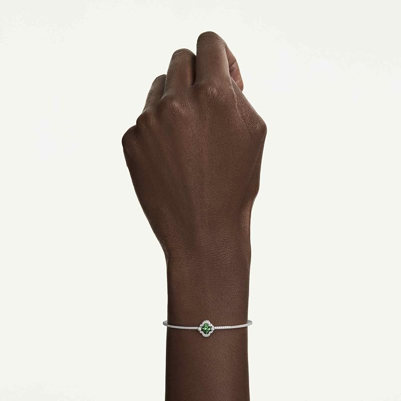 Bracciale rigido Una Angelic, Taglio misto, Verde, Placcato rodio