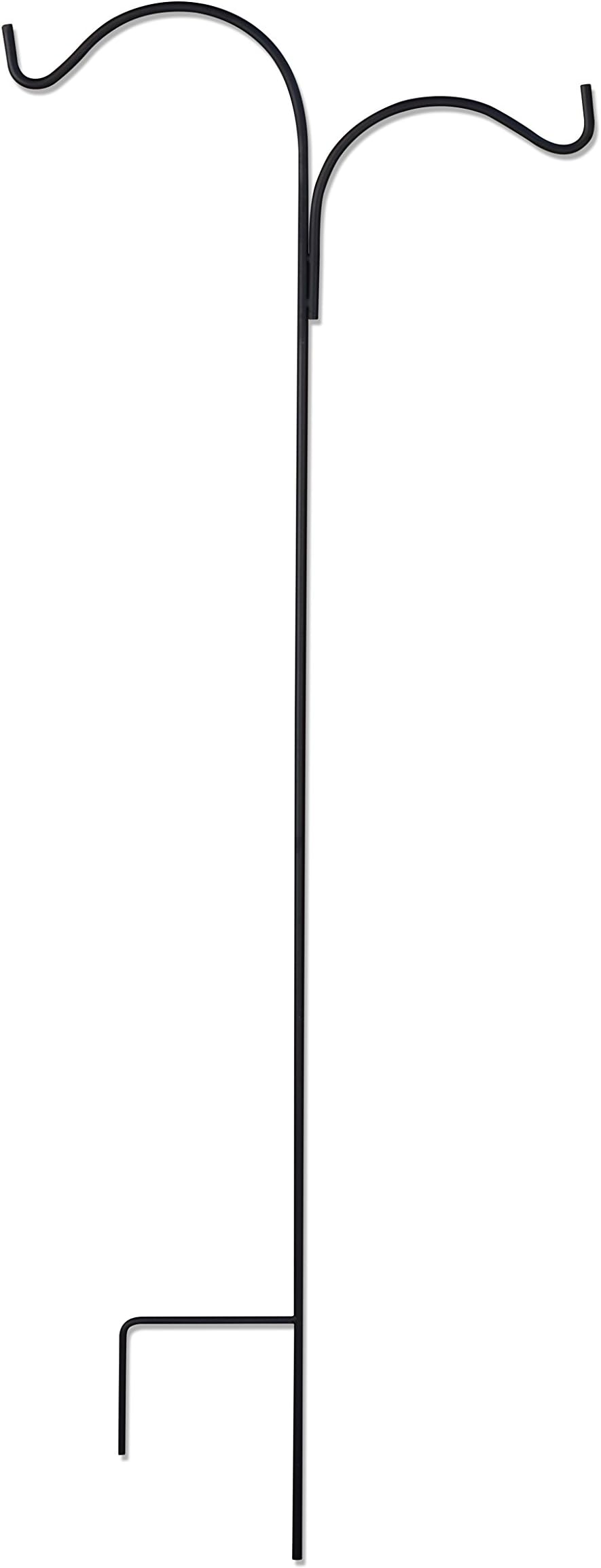 GrayBunny GB-6817D Double Shepherd Hook 65 Inch Heavy Duty 1/2 Inch Thick Rust Resistant Steel with Two Hooks, Hang Planters Bird Feeders Mason Jars Lanterns Plant Baskets Solar Lights & Weddings