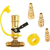 SURIEEN 1/4" Tee Splitter Universal Quick Disconnect Connect Fittings | 1/4" Male NPT &amp; 3/8" Male Flare Quick Disconnect Adapter Kit for RV Motorhomes Trailer BBQ, 2 Way Propane Quick Connect Split