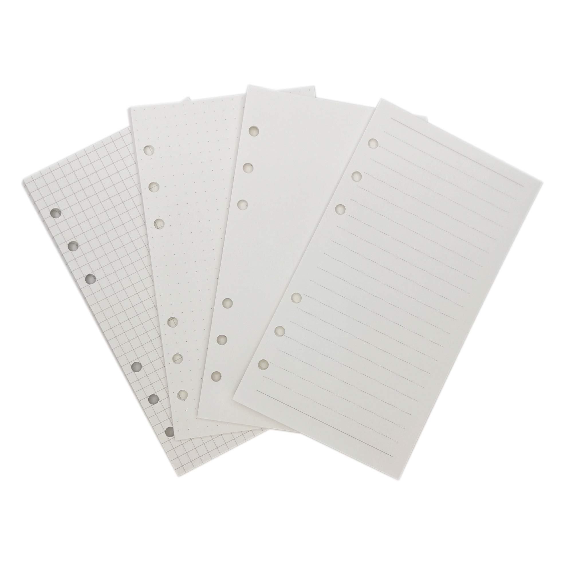 Refill Paper for A5 21 cm / A6 17cm 6 Holes Cover Round Ring Binder File Folder (Dotted, Lined, Grid Graph & Blank Refill Paper, A6)