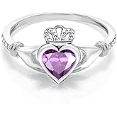 Sterling Silver Claddagh Ring for Women Celtic Irish Claddagh Birthstone Engagement Promise Ring