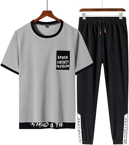 Amazon Co Jp 春と夏の新しいメンズスポーツスーツファッション半袖 パンツファッションスポーツウェアスーツ グレー 6xl ホーム キッチン Amazon Co Jp 春と夏の新しいメンズスポーツスーツファッション半袖 パンツファッションスポーツウェアスーツ グレー 6xl ホーム キッチン