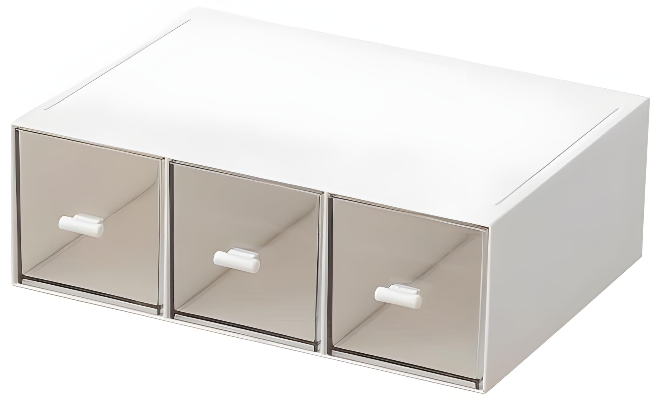 Photo 1 of Desk Drawer Organizer, Stackable Storage Drawers, Plastic Compact Desk Storage Box Great for Office School Home Small Space - Large 3 Drawers (White)