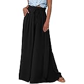 PRETTYGARDEN Women's 2026 Summer Wide Leg Palazzo Pants High Waisted Flowy Pockets Spring Casual Lounge Boho Beach Trousers
