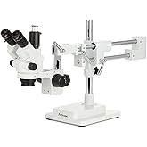 AmScope - SM-4NTP 7X-45X Simul-Focal Stereo Lockable Zoom Microscope on Dual Arm Boom Stand