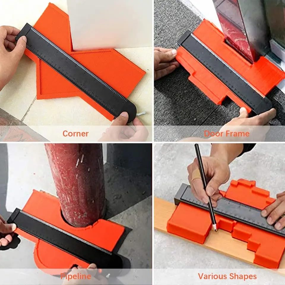 Connectable Profile Gauge (10+5 Inch), Outline Marking Tool for Woodworking Floor/Carpet/Tile Laying, Contour Duplicator with Lock, Gifts for Father Men Husband Grandpa Carpenter DIY