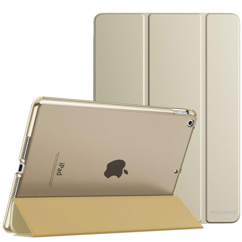MoKo Case Fit New iPad 9th Generation 2021/8th Generation 2020/7th Gen 2019, iPad 10.2 Case - Slim Smart Shell Stand Cover with Translucent Frosted Back Protector,Champagne Gold(Auto Wake/Sleep)