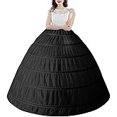 Mannice Full 6 Hoop Petticoat Skirt, Petticoats for Women Floor Length Crinoline Underskirt Petticoat Slip for Wedding