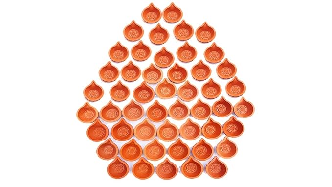 Rio Agencies - Handmade Small Clay Diya for Diwali and Karthigai Deepam - Pack of 50 (2 Inch)