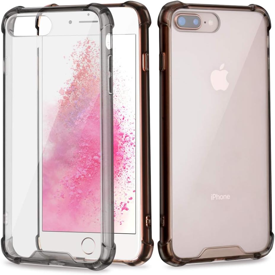 iPhone 7 Plus Case Silicone,iPhone 8 Plus Cover,HUDDU Transparent Crystal Clear Soft Bumper Hard PC Back Cover Shockproof Air Cushion Protective Phone Case Flexible Gel Slim Jelly Cases Covers