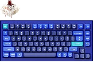 Keychron Q1 RGB Wired Custom Mechanical Keyboard, 75% Layout QMK/VIA Programmable Macro with Hot-swappable Gateron G Pro Brown Switch Double Gasket Compatible with Mac Windows Linux (Blue) -Version 2
