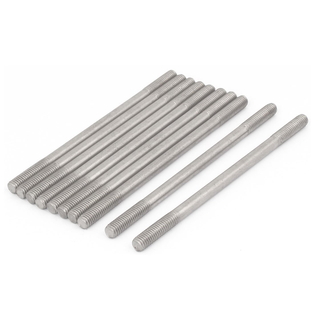 Sourcingmap M8 x 140mm Tight Adjustable Push Double End Thread Stud Teeth Rod 10pcs