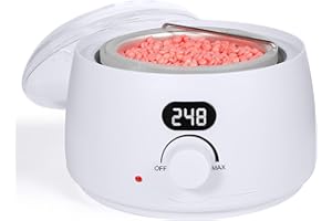BESTIENOLY Digital Wax Warmer for Hair Removal: LCD Professional Display Wax Machine Heater for Melt Hard Wax - 14 oz Wax Pot and Transparent Lid(White)