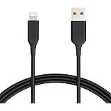 Amazon Basics ABS USB-A to Lightning Cable Cord, MFi Certified Charger for Apple iPhone, iPad, Black, 1-Ft