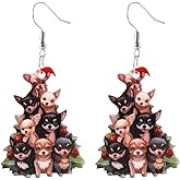 Christmas Earring Handmade Cute Animal Earrings Christmas Cat Dog Hippopotamus Earrings for Women Holiday Christmas Gifts