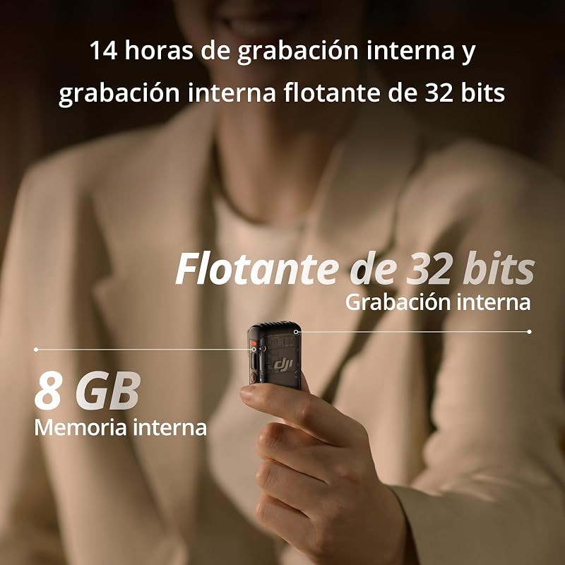 DJI Mic 2 (1 TX+1 RX), microfone sem fio com cancelamento inteligente de ruído, gravação interna flutuante de 32 bits, som otimizado, alcance de 250m, microfone para iPhone e Android