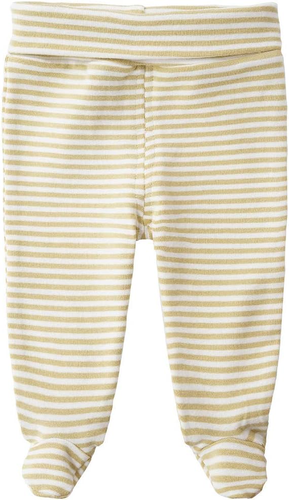 Teach LeanbhTeach Leanbh Infant Baby Boys Girls High Waist Footed Pants Casual Leggings 0-12 Months (6 Months, Khaki Stripes)