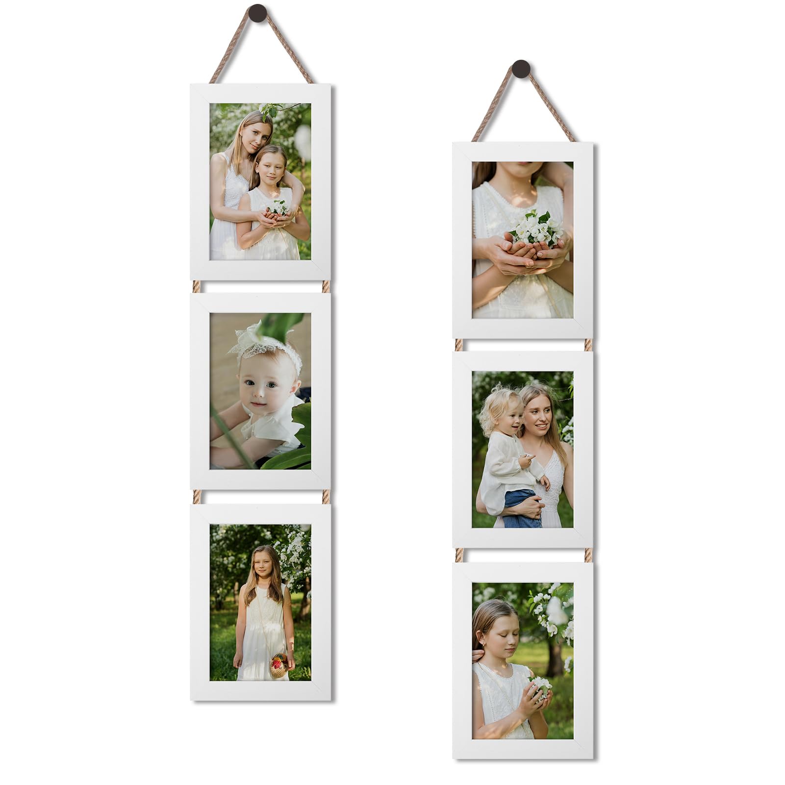 Photo 1 of QUTREY 4x6 Collage Picture Frames White, 3 Openings Vertical 4 x 6 Hanging Photo Frames Display 4 by 6 inch Pictures for Wall Decor, 2 Pack
