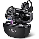 Open Ear Earbuds,Wireless Earbuds Bluetooth 5.4 Ergonomic Clip-On Ear buds, Bone Conduction Over The Ear Headphones 48H Playtime, Perfect Running Headphones for Sports IPX7 Waterproof Touch Controls