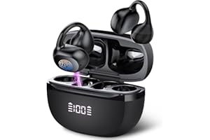 AGGOO Open Ear Earbuds,Wireless Earbuds Bluetooth 5.4 Ergonomic Clip-On Ear buds, Bone Conduction Over The Ear Headphones 48H Playtime, Perfect Running Headphones for Sports IPX7 Waterproof Touch Controls