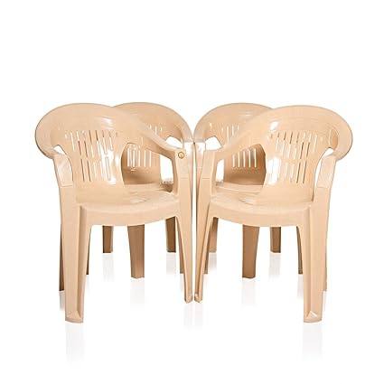 Varmora Medium Back Chair Set of 4 (Vertical - Beige)