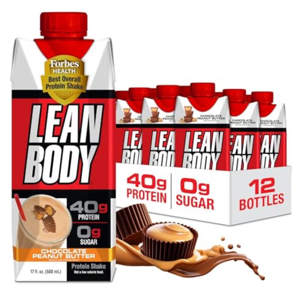 Lean Body Ready-to-Drink Protein Shake, 40g Protein, Gluten Free, 22 Vitamins & Minerals, (Recyclable Carton & Lid - Pack of 12) LABRADA (Peanut Butter)