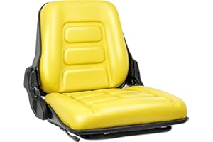 TICSEA Universal Fold Down Tractor Seat with Adjustable Angle Back,Built-In Operator Presence Switch and Slide,for Lawnmower Forklift, Boat, Excavator Skid Loader Backhoe Dozer Telehandler