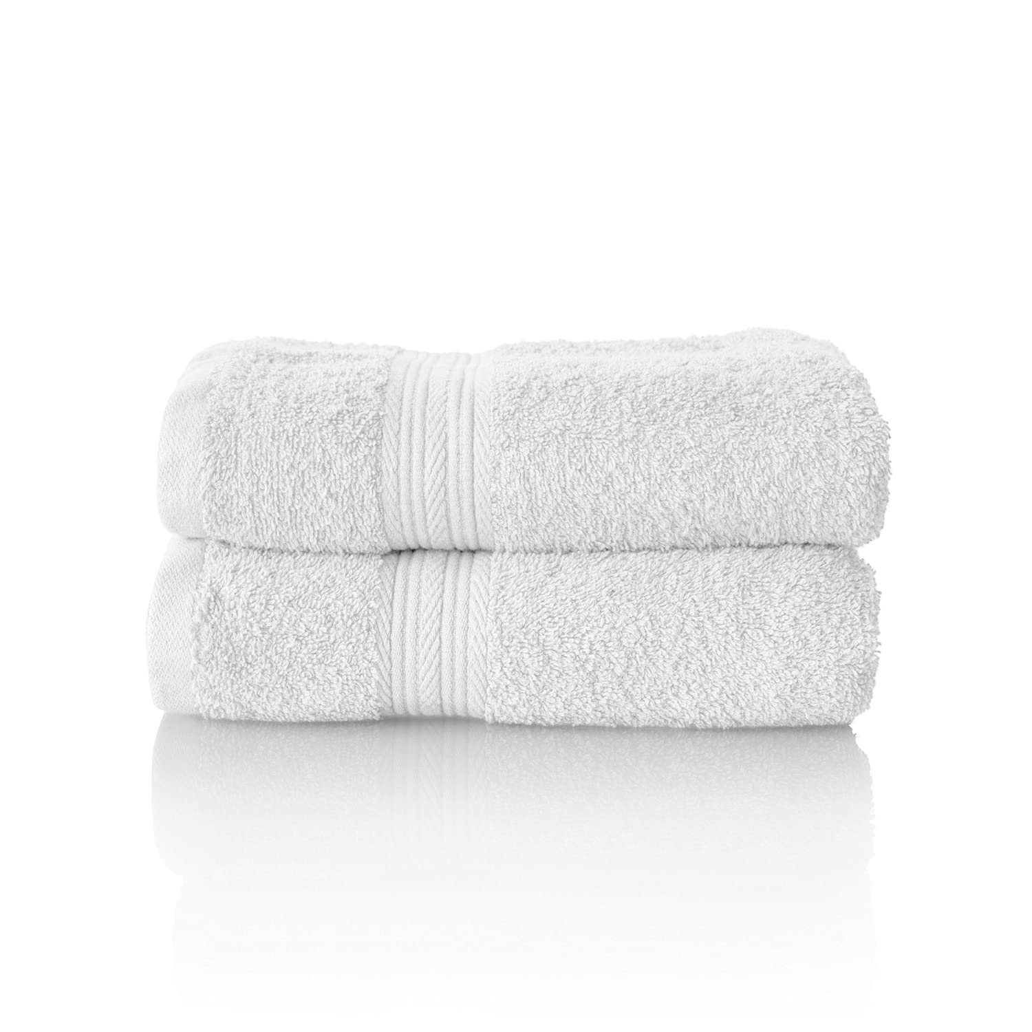 ALCLEAR set of terry hand towels, range of soft and highly absorbent towels, OEKOTEX 100 certified, 5 colours & 5 sizes, colour: WHITE, 2 x hand towels 50x100 cm