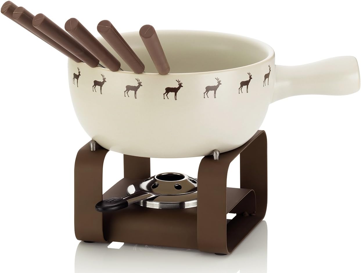 Kela Käsefondue-Set, Henrik, 9-teilig, Feuerfeste Keramik, 16662, Creme