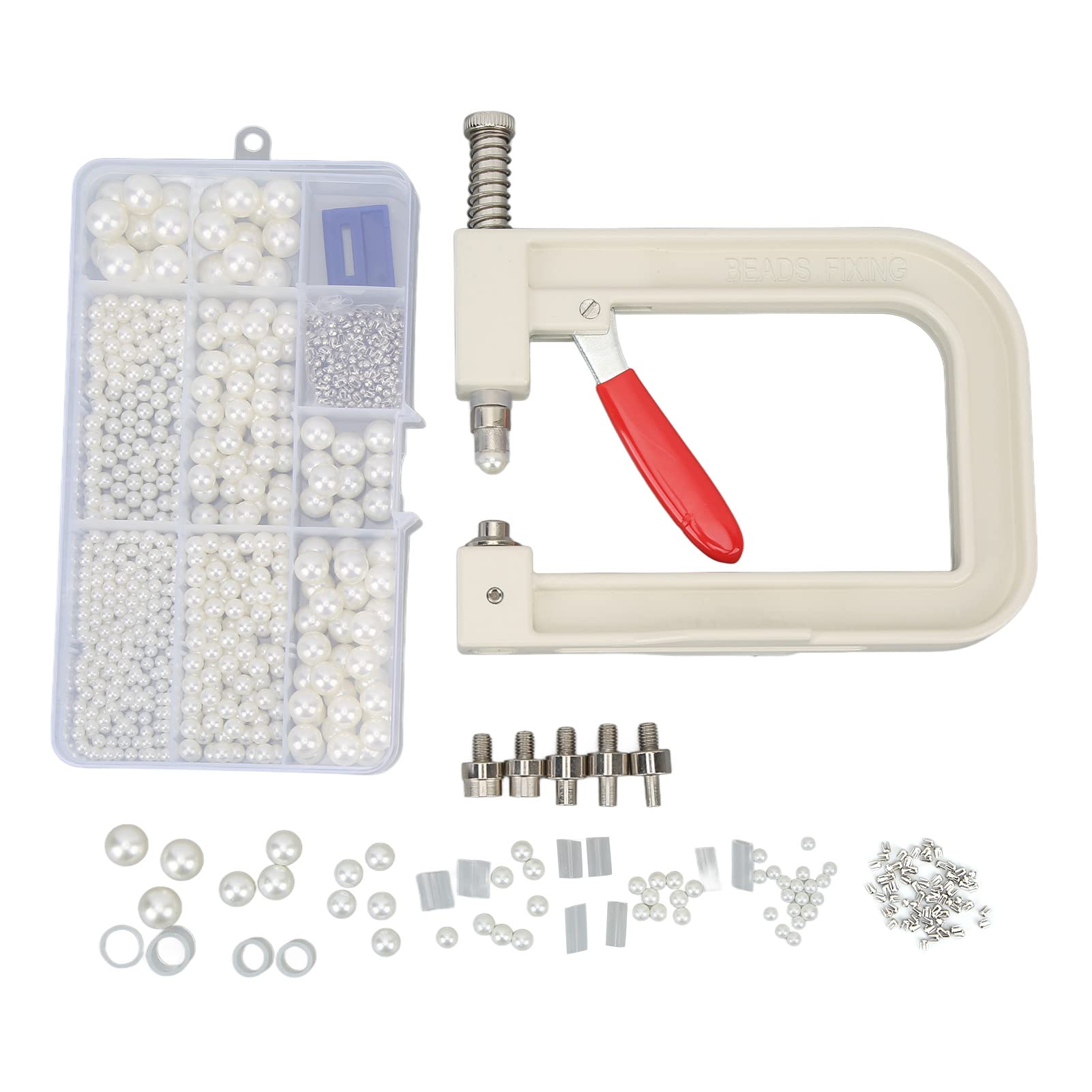 Cyrank Pearl Handmade Setting Machine,White Pearl Beads Hand Press Pearl Setting Machine,Pearls Accurate Positioning Manual Pearl Setting Machine Beads Rivet Fixing Machine for DIY Crafts