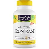Healthy Origins Iron Ease 45 mg (Featuring Albion Ferrochel, Non-GMO, High Potency, Ferrous Bisglycinate Chelate), 180 Veggie Caps