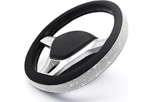 Magnelex Microfiber Leather Steering Wheel Cover – Stunning and Shiny Crystal Diamond Design. Compatible with Most Makes and Models of Cars and Trucks with 14.5 to 15 Inch Steering Wheels