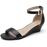 DREAM PAIRS Women's Ingrid Ankle Strap Low Wedge Sandal